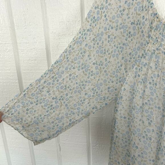 Giusy Women Silk 3/4 Sleeve Off Shoulder Blouse Top Fairy Romantic Blue Small - Picture 2 of 9